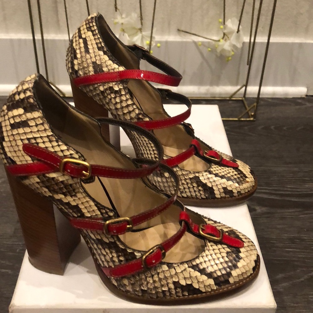 D&G Snakeskin & Strawberry Red MaryJane Heels! - Picture 2 of 5